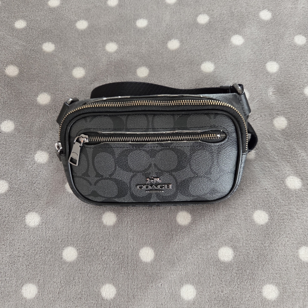 Coach Signature Black and Gray Crossbody Bag